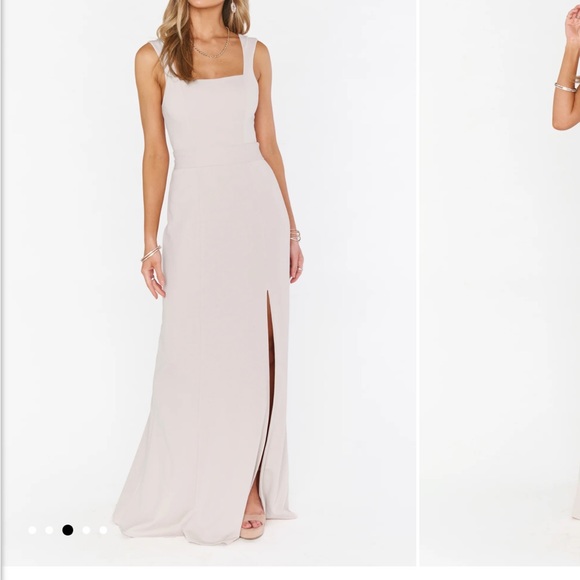 Show me your MUMU ivory formal maxi form fitting gown with stretch Sz M NWOT - Picture 1 of 15